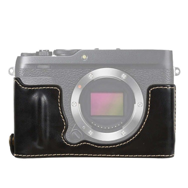 1/4 inch Thread PU Leather Camera Half Case Base for FUJIFILM XE4 (Black)