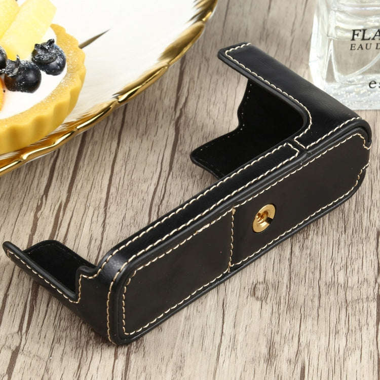 1/4 inch Thread PU Leather Camera Half Case Base for FUJIFILM XE4 (Black)