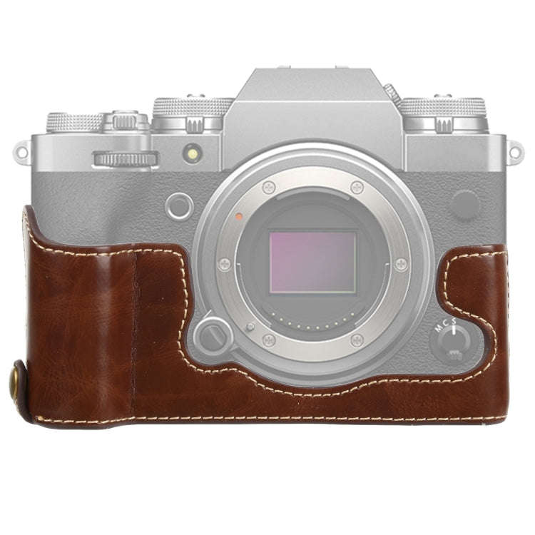 1/4 inch Thread PU Leather Camera Half Case Base for FUJIFILM X-T4 (Coffee)
