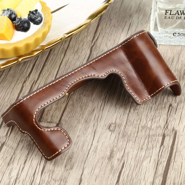 1/4 inch Thread PU Leather Camera Half Case Base for FUJIFILM X-T4 (Coffee)