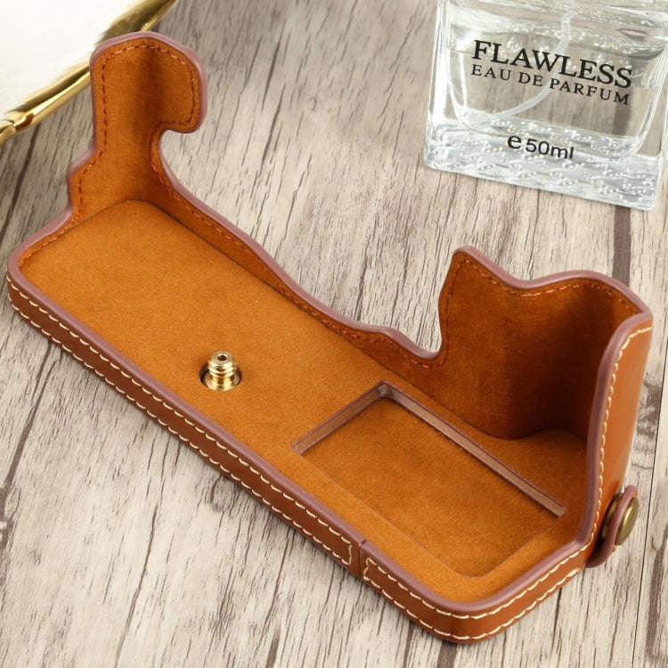 1/4 inch Thread PU Leather Camera Half Case Base for FUJIFILM X-T4 (Brown)