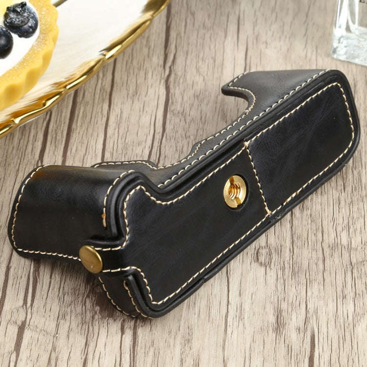 1/4 inch Thread PU Leather Camera Half Case Base for FUJIFILM XT200 (Black)