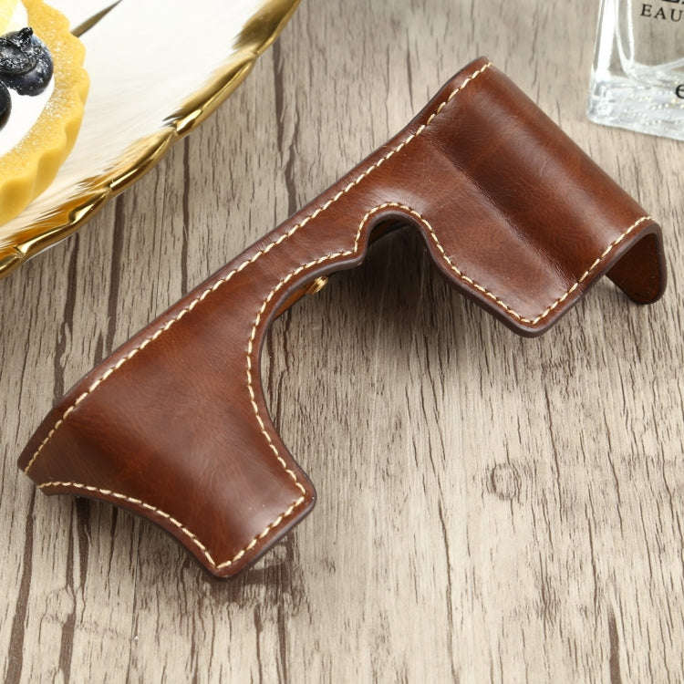 1/4 inch Thread PU Leather Camera Half Case Base for FUJIFILM XT200 (Coffee)
