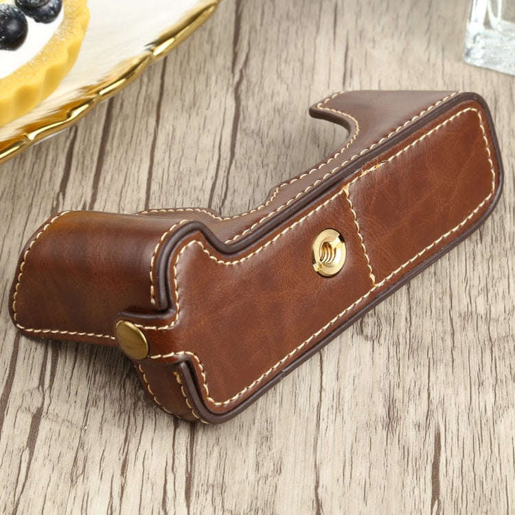 1/4 inch Thread PU Leather Camera Half Case Base for FUJIFILM XT200 (Coffee)