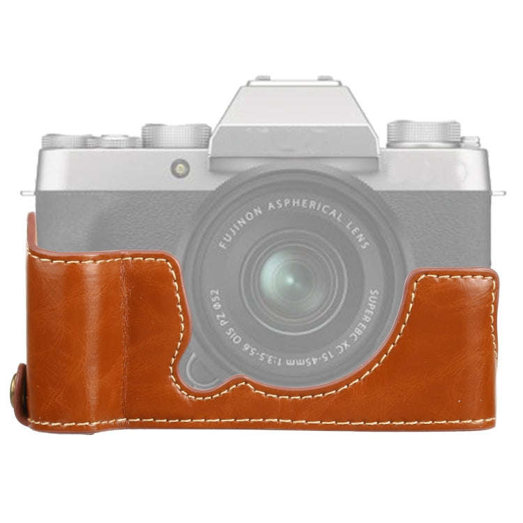1/4 inch Thread PU Leather Camera Half Case Base for FUJIFILM XT200 (Brown)