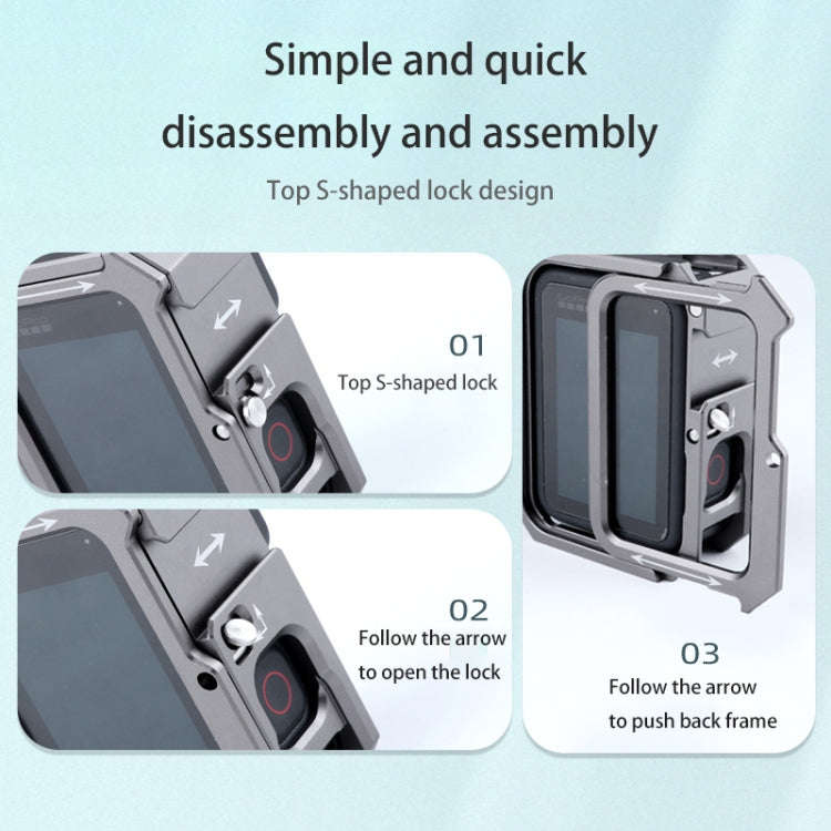 RUIGPRO for GoPro HERO10 Black / HERO9 Black Metal Border Frame Mount Protective Cage with Dual C...