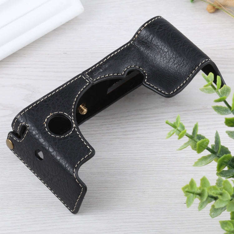 1/4 inch Thread Litchi Texture PU Leather Camera Half Case Base for FUJIFILM X-T4 (Black)