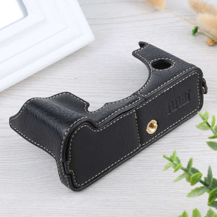 1/4 inch Thread Litchi Texture PU Leather Camera Half Case Base for FUJIFILM X-T4 (Black)