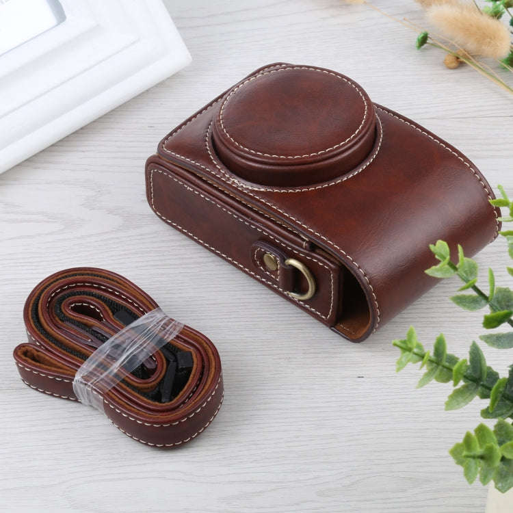 Vertical Flip Full Body Camera PU Leather Case Bag with Strap for Ricoh GR III / GRII, Sony ZV-1 ...