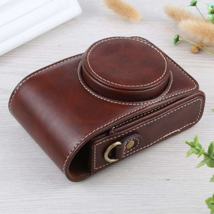 Vertical Flip Full Body Camera PU Leather Case Bag with Strap for Ricoh GR III / GRII, Sony ZV-1 ...