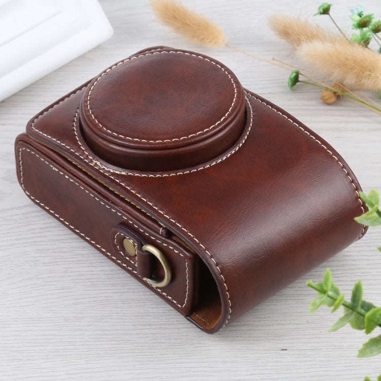 Vertical Flip Full Body Camera PU Leather Case Bag with Strap for Ricoh GR III / GRII, Sony ZV-1 ...