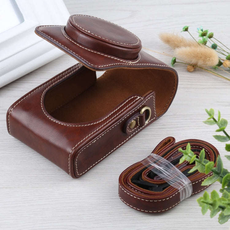 Vertical Flip Full Body Camera PU Leather Case Bag with Strap for Ricoh GR III / GRII, Sony ZV-1 ...