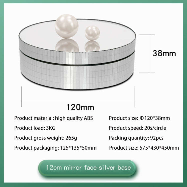 12cm 360 Degree Rotating Turntable Mirror Electric Display Stand Video Shooting Props Turntable, ...