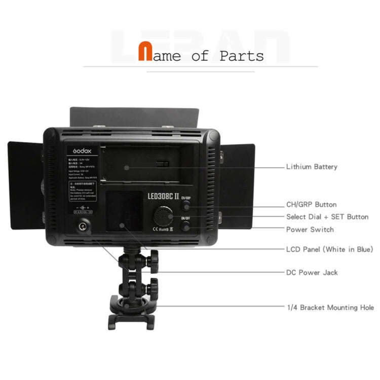 Godox LED308C II 308LEDs Dimmable Photography Light 860LUX Professional Vlogging Video & Photo St...