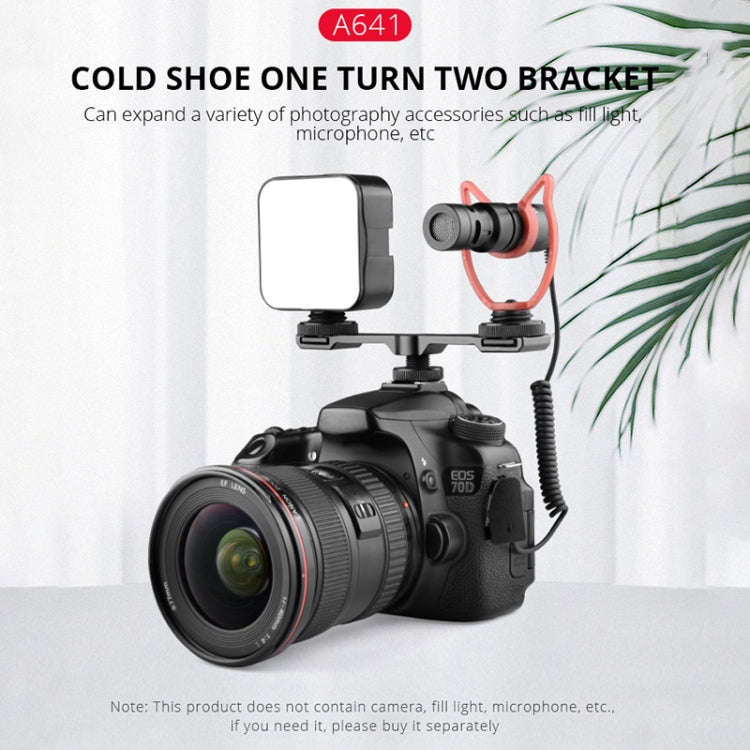 YELANGU A641 Cold Shoe to Dual Cold Shoe Mount Adapter Aluminum Alloy Extension Bracket (Black)