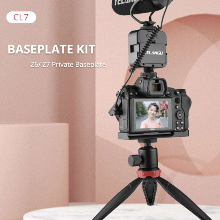 YELANGU CL7 Camera Expansion Board Base L Plate for Nikon Z6 / Z7(Black)