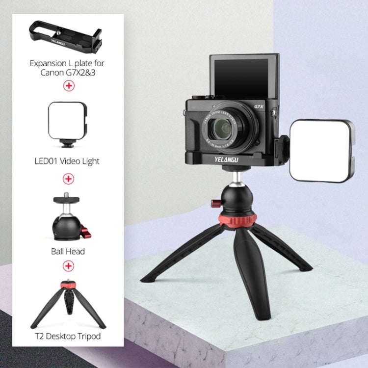 YELANGU CL9-A Camera Expansion Board Base L Plate Kit with LED Light + Tripod + Ball-head for Can...