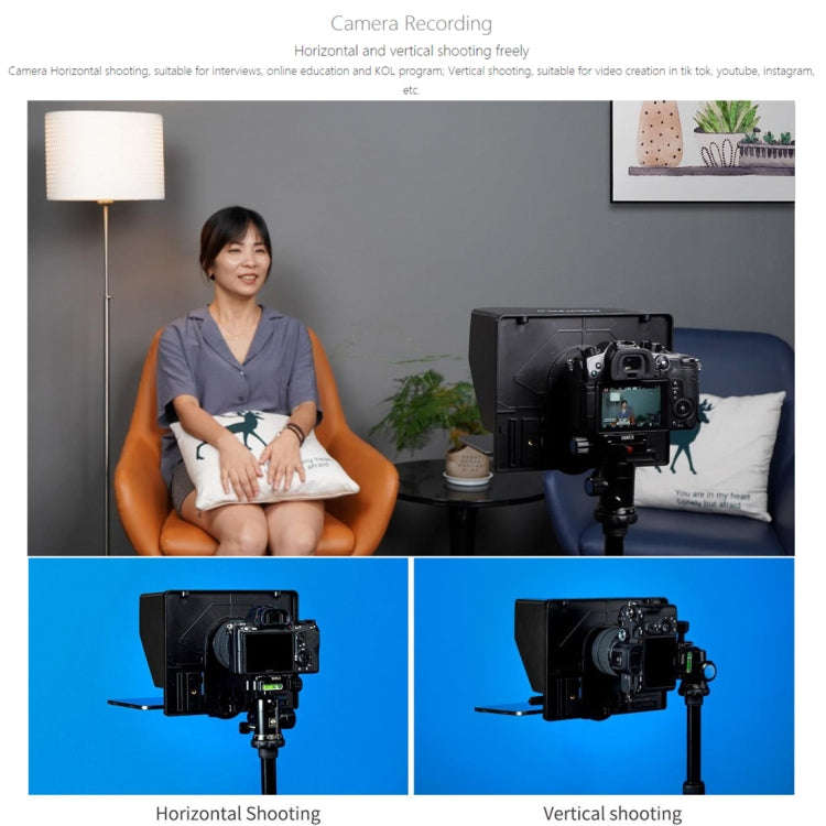 FEELWORLD TP10 Portable 10-inch Folding Teleprompter with Remote Control Lens Adapter Ring For Be...