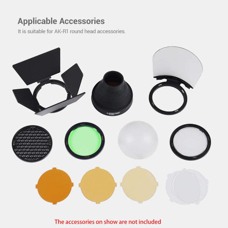 Godox S-R1 Flash Speedlite Round Shape Adapter for Godox TT685 / V860II / V350 / TT600(Black)