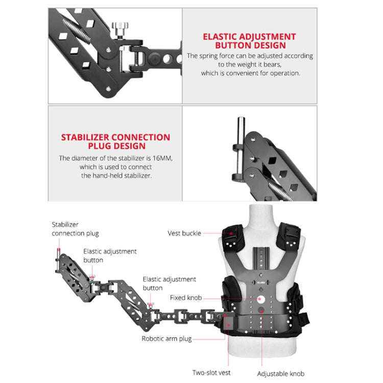 YELANGU B200-C1 Dual Shock-absorbing Arm Stabilizer Vest Camera Support System for DSLR & DV Digi...