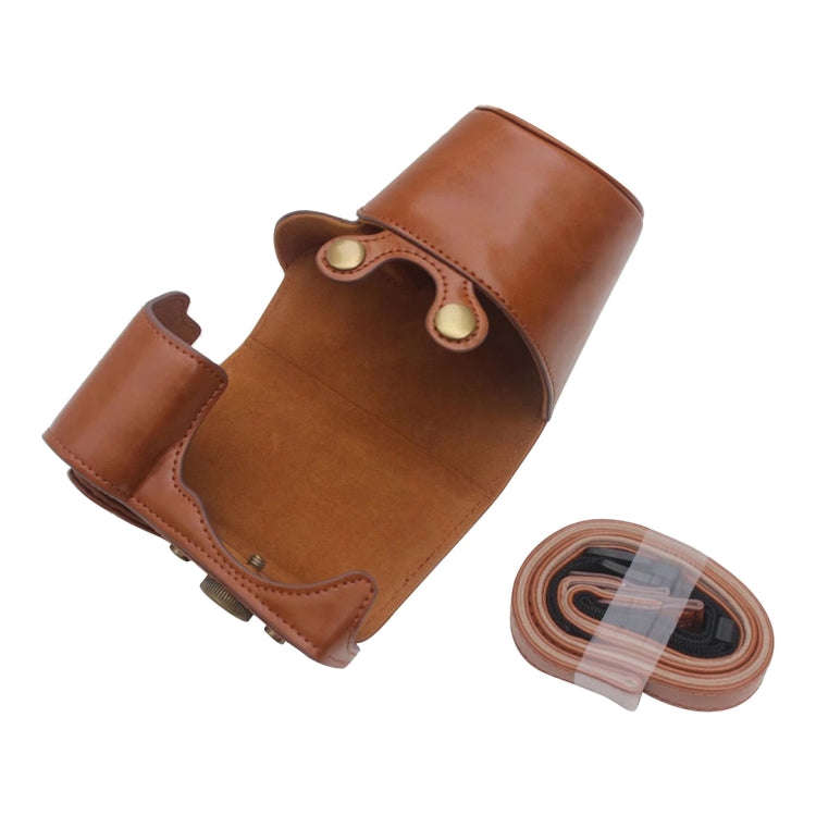 Full Body Camera PU Leather Case Bag for Sony ZV-E10(Coffee)