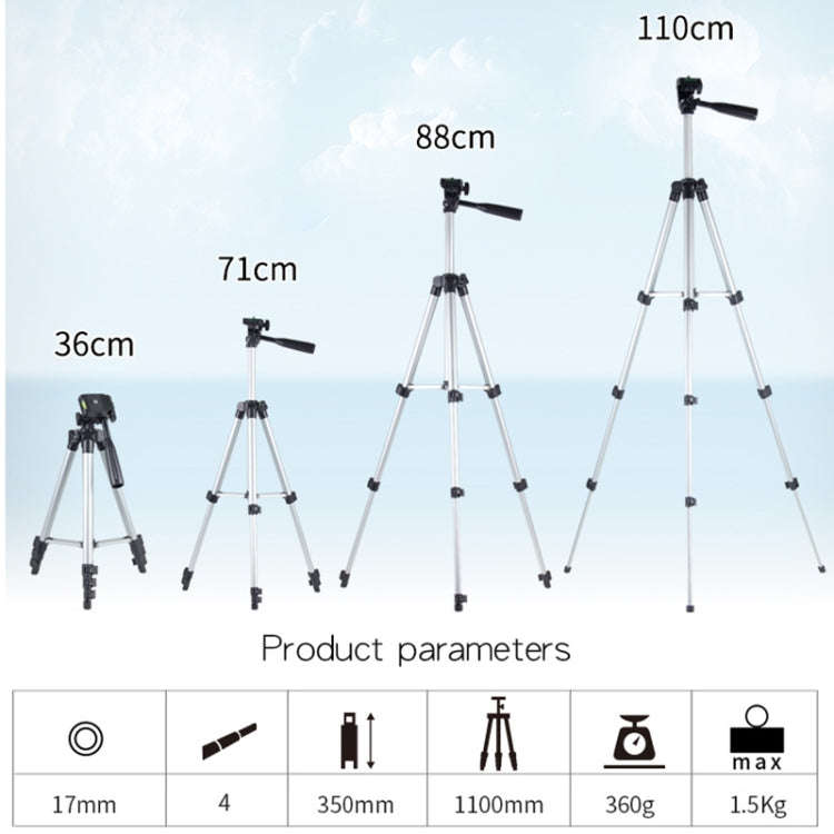 Live Broadcast Tripod 4-Section Folding Legs Aluminum Alloy Tripod Mount with U-Shape Three-Dimen...