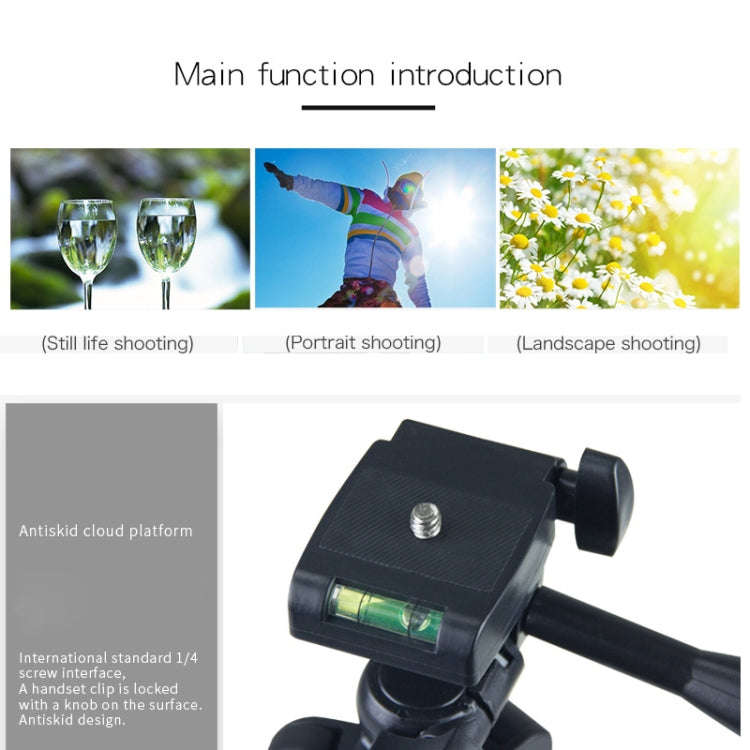Live Broadcast Tripod 4-Section Folding Legs Aluminum Alloy Tripod Mount with U-Shape Three-Dimen...
