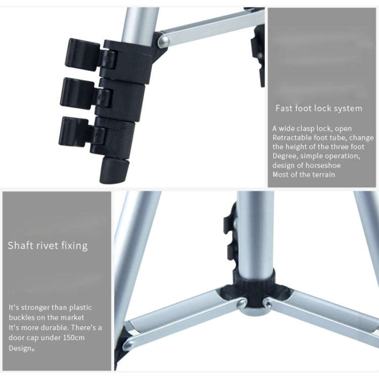 Live Broadcast Tripod 4-Section Folding Legs Aluminum Alloy Tripod Mount with U-Shape Three-Dimen...