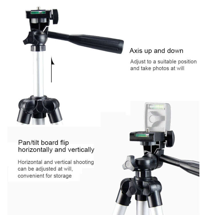 Live Broadcast Tripod 4-Section Folding Legs Aluminum Alloy Tripod Mount with U-Shape Three-Dimen...