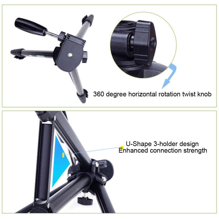 YUNTENG VCT-680RM 4-Section Folding Legs Aluminum Alloy Tripod Mount with Three-Dimensional Tripo...