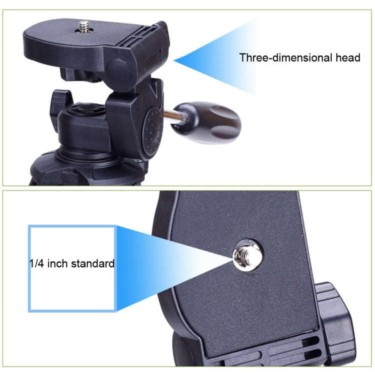 YUNTENG VCT-680RM 4-Section Folding Legs Aluminum Alloy Tripod Mount with Three-Dimensional Tripo...