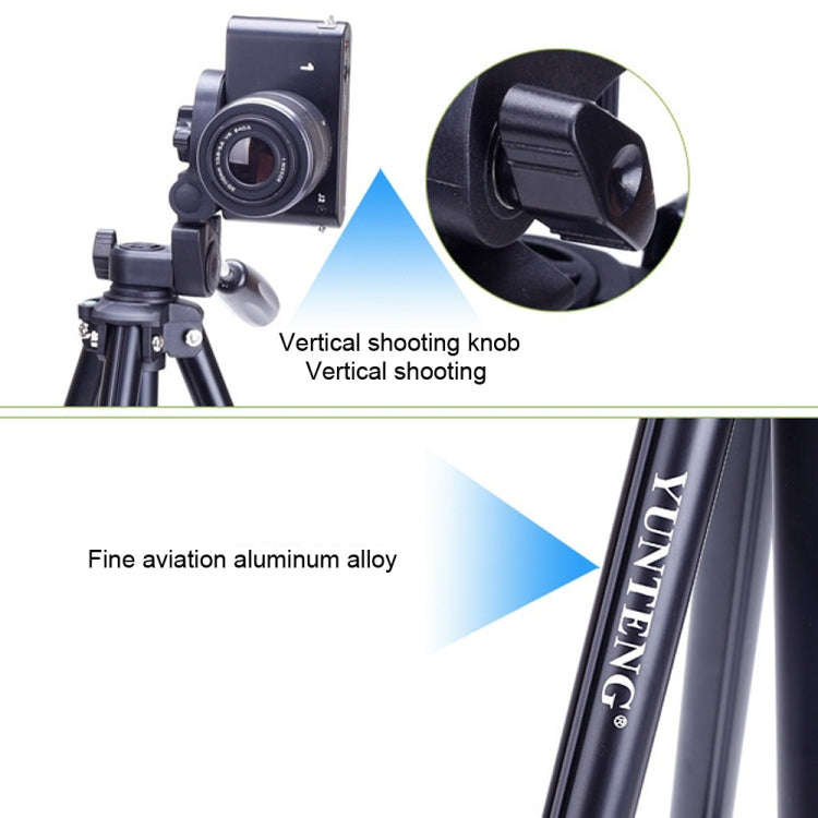 YUNTENG VCT-680RM 4-Section Folding Legs Aluminum Alloy Tripod Mount with Three-Dimensional Tripo...
