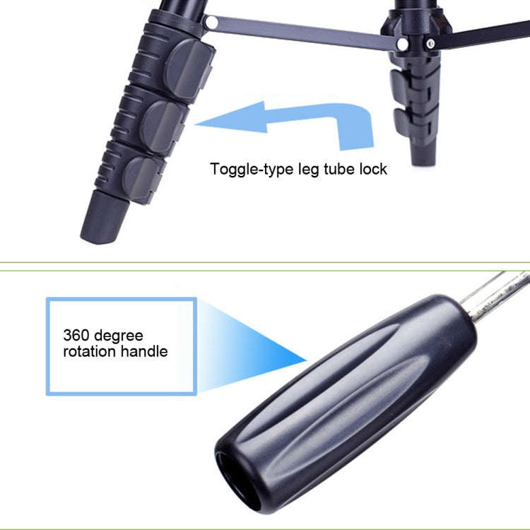 YUNTENG VCT-680RM 4-Section Folding Legs Aluminum Alloy Tripod Mount with Three-Dimensional Tripo...