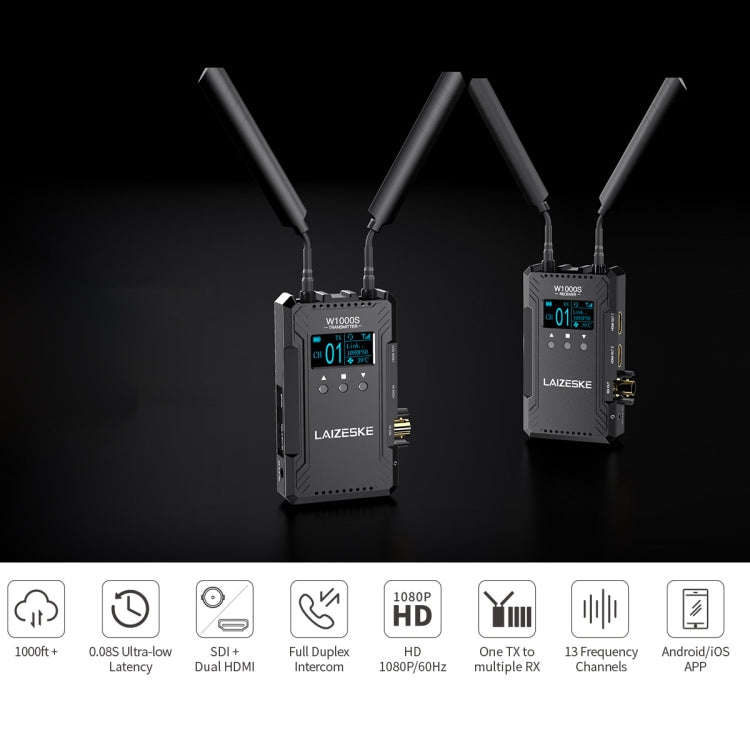 LAIZESKE W1000S 1000FT Dual HDMI + SDI Wireless Video Transmission System (Black)