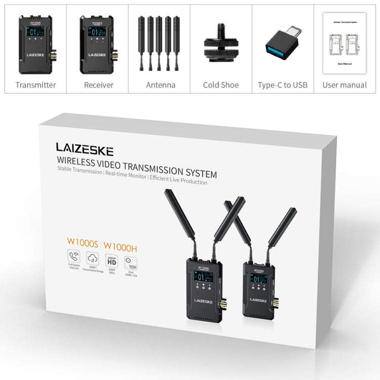 LAIZESKE W1000S 1000FT Dual HDMI + SDI Wireless Video Transmission System (Black)