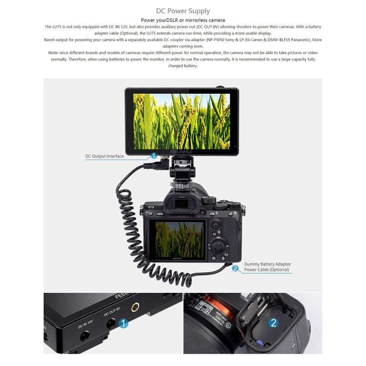 FEELWORLD LUT5 5.5 inch Ultra High Bright 3000nit Touch Screen DSLR Camera Field Monitor (Black)