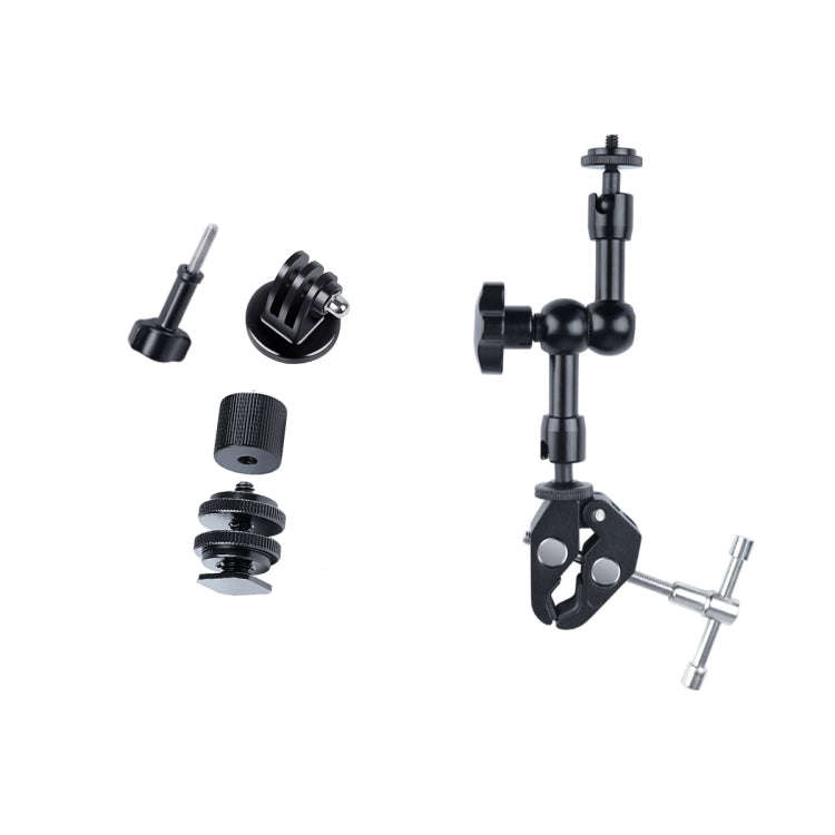 7 inch Adjustable Friction Articulating Magic Arm + Large Claws Clips (Black)