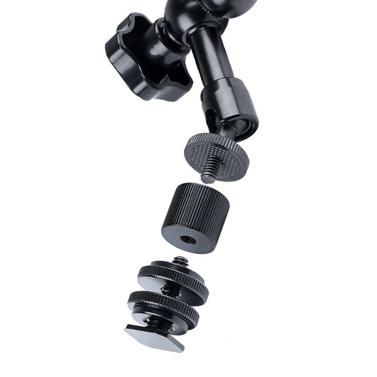 7 inch Adjustable Friction Articulating Magic Arm + Large Claws Clips (Black)