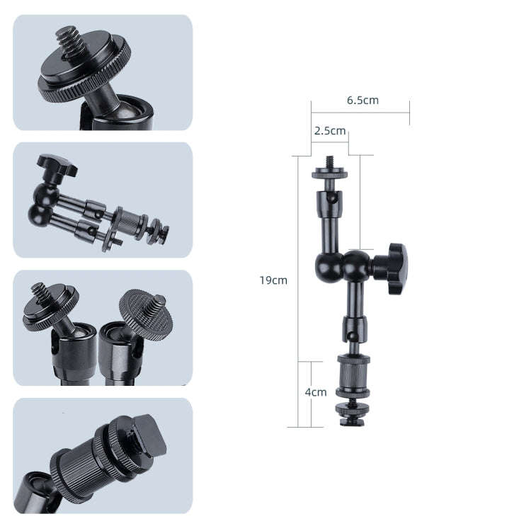 7 inch Adjustable Friction Articulating Magic Arm + Large Claws Clips (Black)