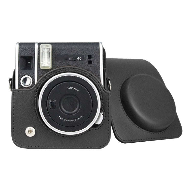 Full Body Camera Retro PU Leather Case Bag with Strap for FUJIFILM instax mini 40 (Black)