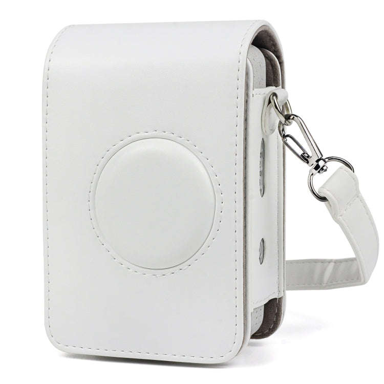 Full Body Camera Retro PU Leather Case Bag with Strap for FUJIFILM instax mini Liplay (White)