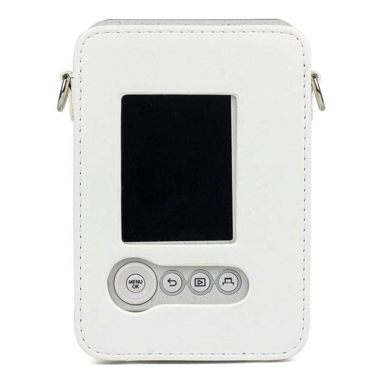 Full Body Camera Retro PU Leather Case Bag with Strap for FUJIFILM instax mini Liplay (White)