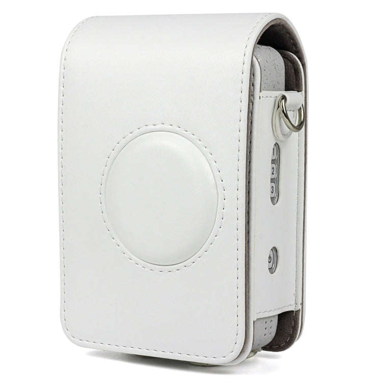 Full Body Camera Retro PU Leather Case Bag with Strap for FUJIFILM instax mini Liplay (White)