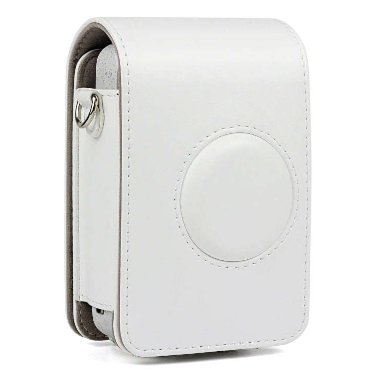 Full Body Camera Retro PU Leather Case Bag with Strap for FUJIFILM instax mini Liplay (White)