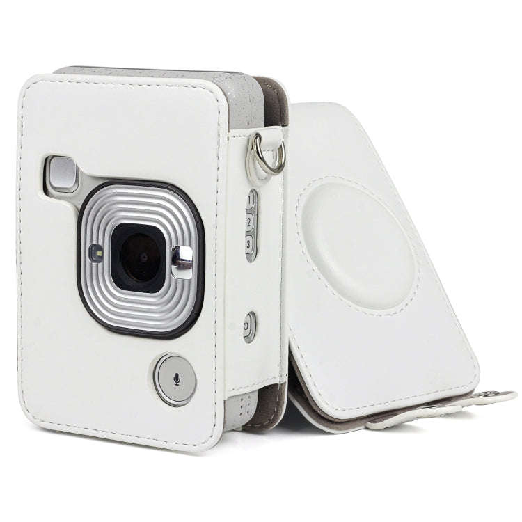 Full Body Camera Retro PU Leather Case Bag with Strap for FUJIFILM instax mini Liplay (White)