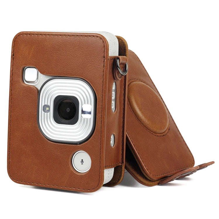 Full Body Camera Retro PU Leather Case Bag with Strap for FUJIFILM instax mini Liplay (Brown)
