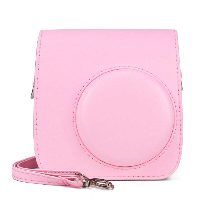 Retro Full Body PU Leather Case Camera  Bag with Strap for FUJIFILM instax mini 7+ (Pink)