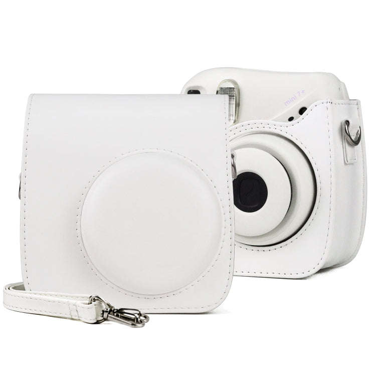Retro Full Body PU Leather Case Camera  Bag with Strap for FUJIFILM instax mini 7+ (White)