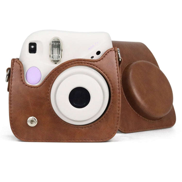 Retro Full Body PU Leather Case Camera  Bag with Strap for FUJIFILM instax mini 7+ (Brown)