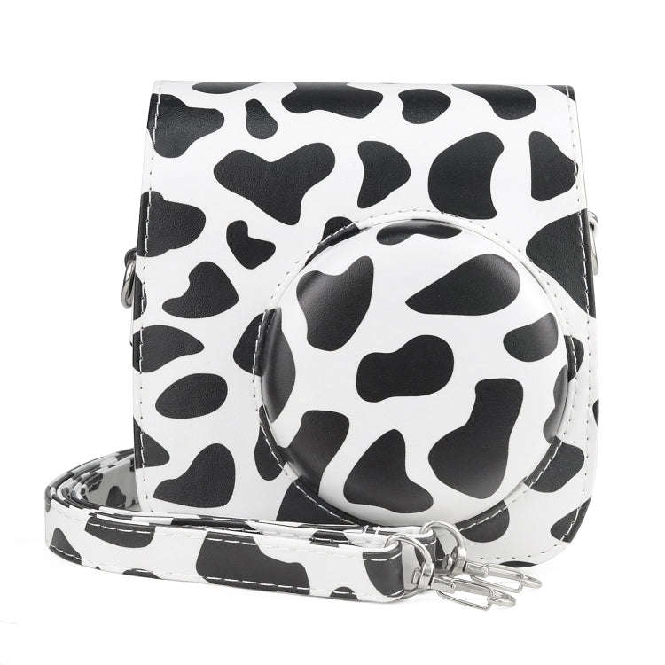 Milk Cow Full Body PU Leather Case Camera  Bag with Strap for FUJIFILM instax mini 7+